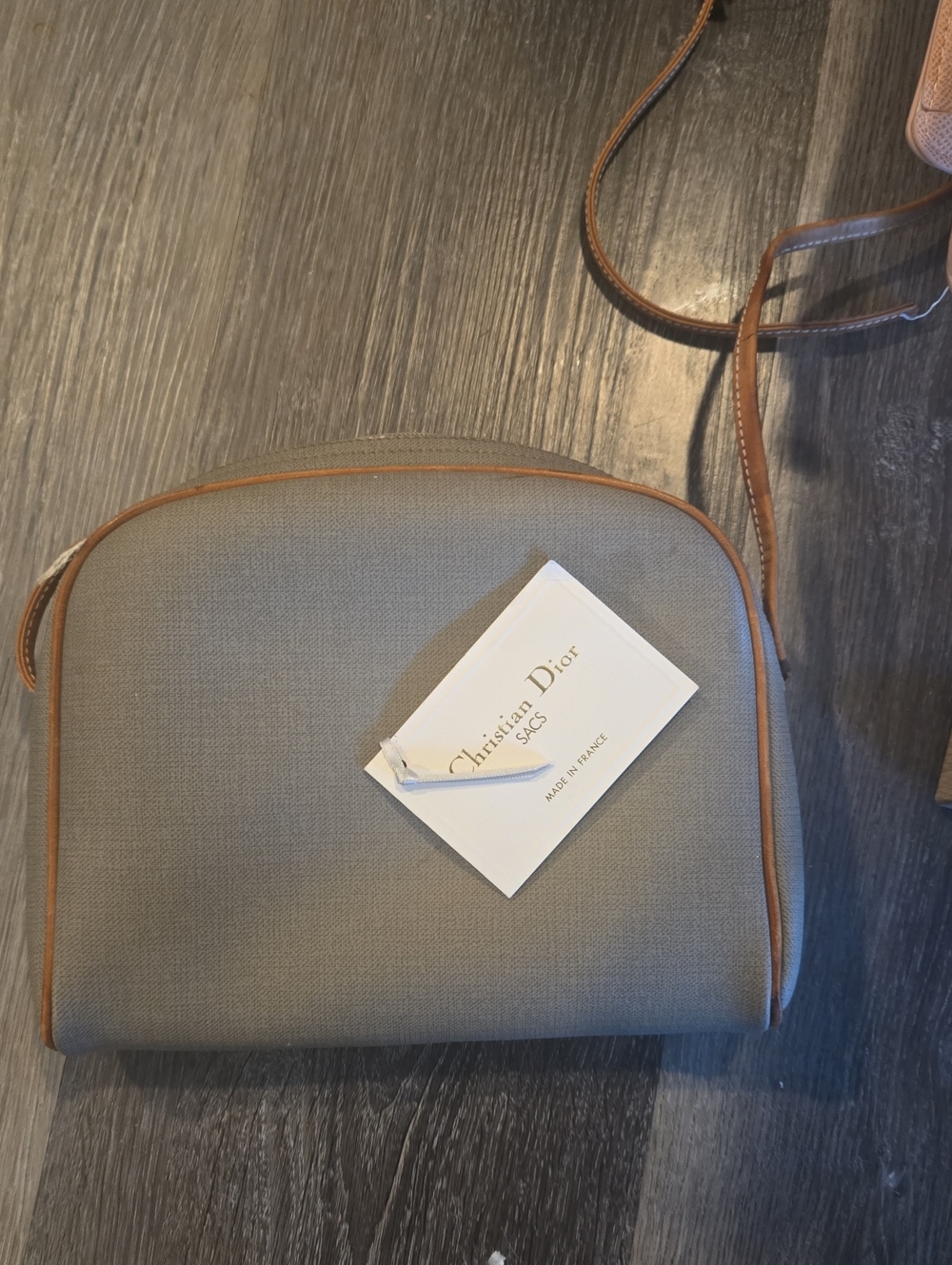 Christian Dior Tan & Taupe Canvas Crossbody Bag VINTAGE 80S - Picture 5 of 6